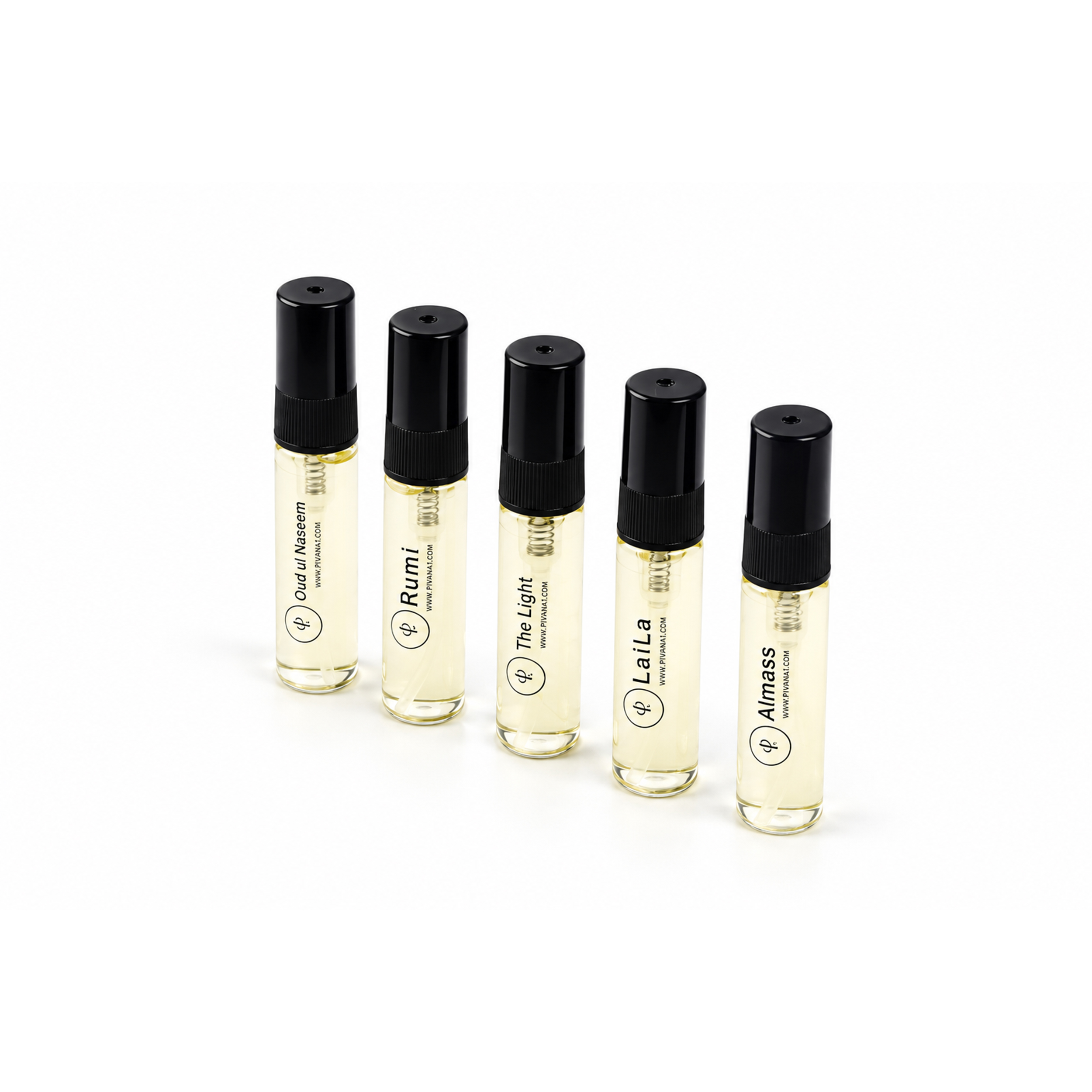 Piviani Tester Collection perfume vials at an angle